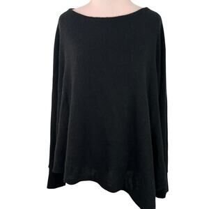 Kavu Wilhelmina Asymmetrical Black Sweater Dolman Long Sleeve Top Size One Size